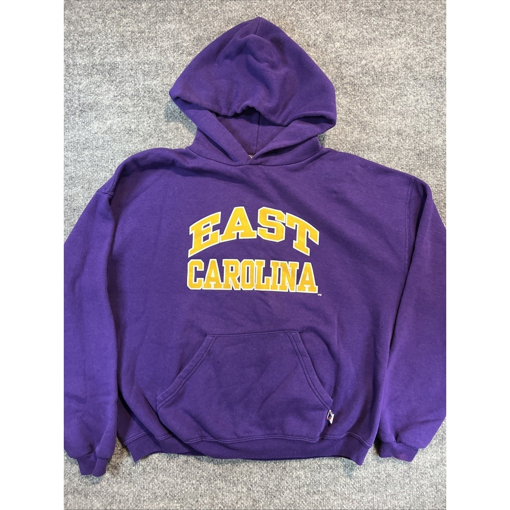 VTG Late 90s Russell Athletic East Carolina Uni Hoodie Youth XL/Fits Adult S